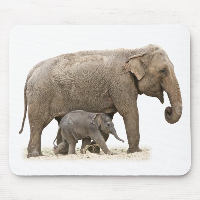 Mother and Baby Elephant Mouse Pad (Front)