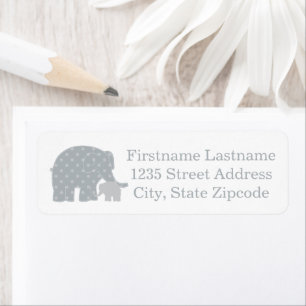Mother and Baby Elephant Shower Grey Return Address Label