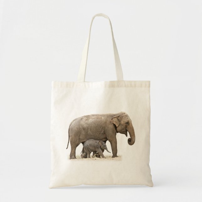 Mother and Baby Elephant Tote Bag (Front)