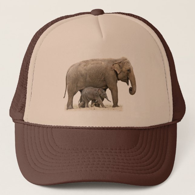 Mother and Baby Elephant Trucker Hat (Front)