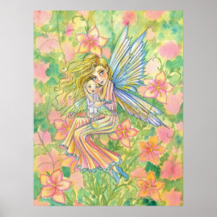 Mother and Baby Fairy Art Poster Print
