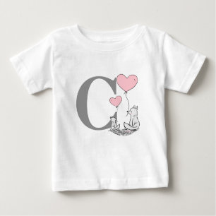 Mother And Baby Fox Pink Heart Balloons Initial Baby T-Shirt
