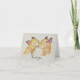 Mother and Baby Fox Thank You Note Cards