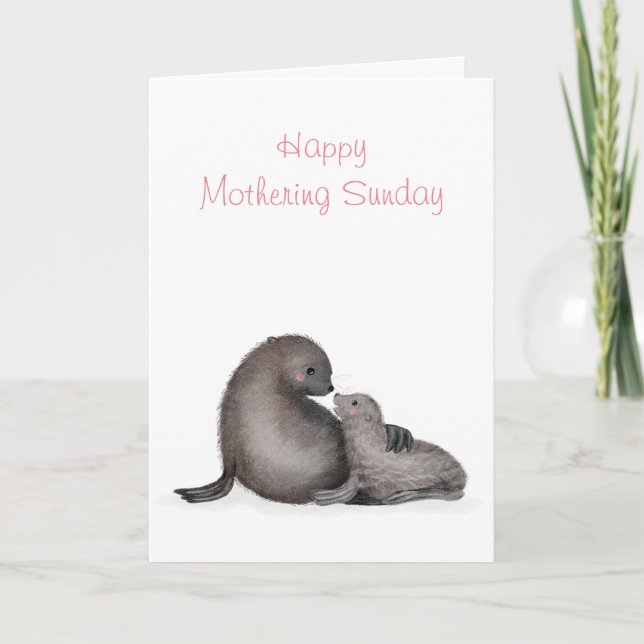 Mother and baby fur seal Mothering Sunday card (Front)
