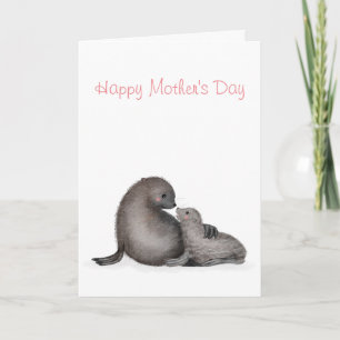 Mother and baby fur seal Mother's Day card