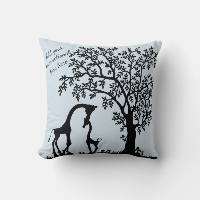 Mother and Baby Giraffe Silhouette Accent Pillow (Front)