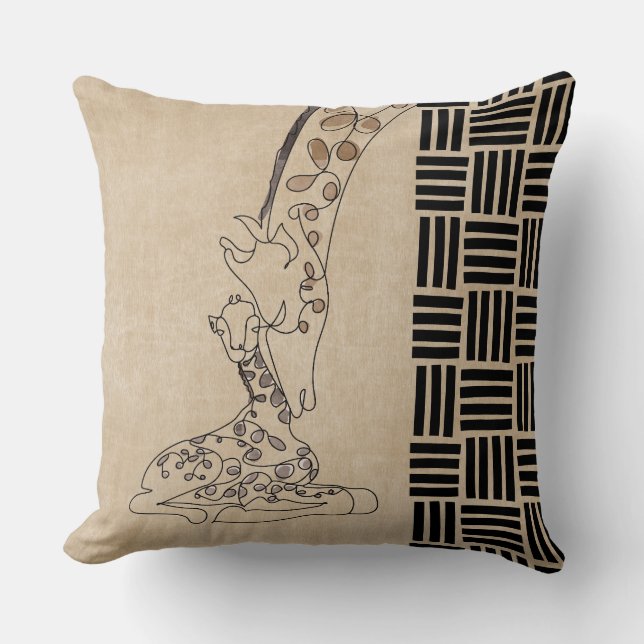 Mother and Baby Giraffe Stylish Modern Cushion (Front)