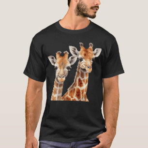 Mother and Baby Giraffe Watercolor funny T-Shirt
