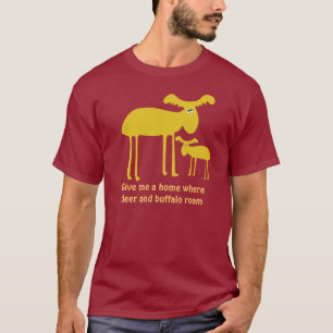 Mother and Baby Golden Deer Cartoon T-Shirt