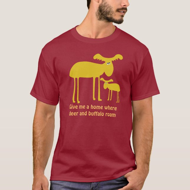 Mother and Baby Golden Deer Cartoon T-Shirt (Front)