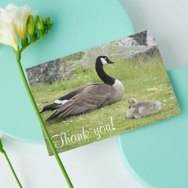Mother and Baby Goose Baby Shower Thank You Card (In Situ)