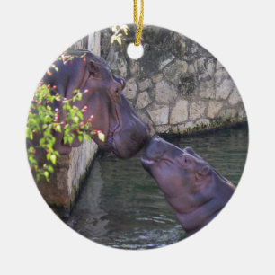 Mother and baby hippo ornament
