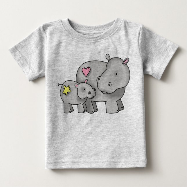 Mother and Baby Hippo T-Shirt (Front)