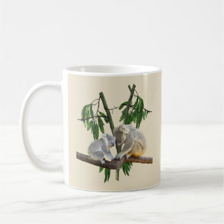 mother and baby koala bear eucalyptus tree beige coffee mug