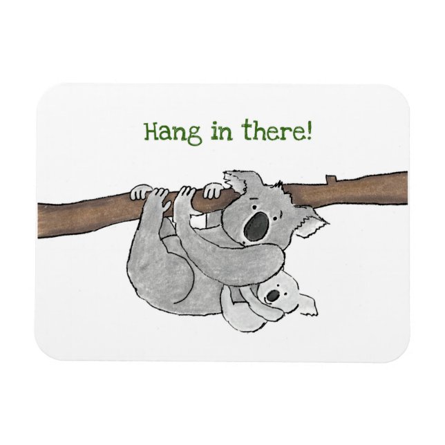 Mother and baby koala 'hang in there' fridge magne magnet (Horizontal)