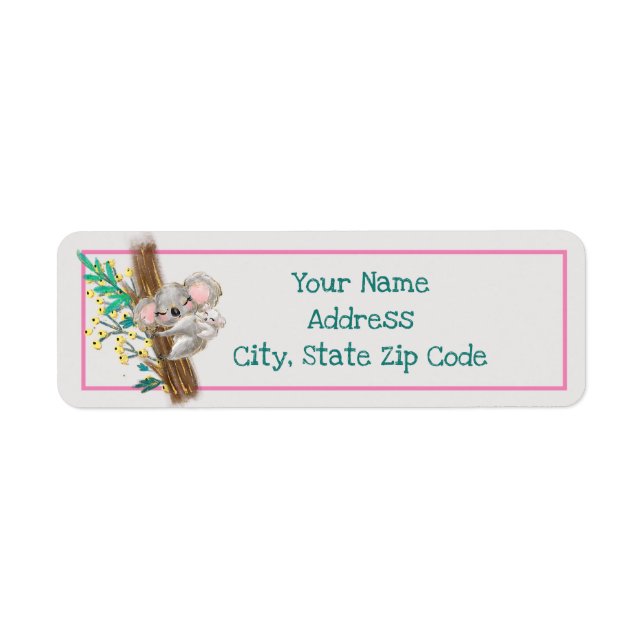 Mother And Baby Koalas Return Address Label (Front)