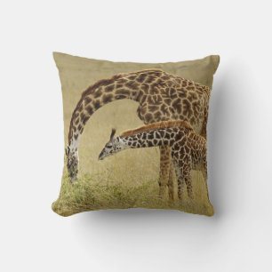 Mother and baby Masai Giraffe, Giraffa Cushion