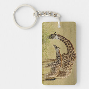 Mother and baby Masai Giraffe, Giraffa Key Ring