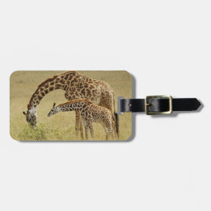 Mother and baby Masai Giraffe, Giraffa Luggage Tag
