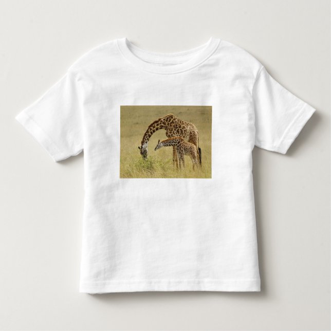 Mother and baby Masai Giraffe, Giraffa Toddler T-Shirt (Front)