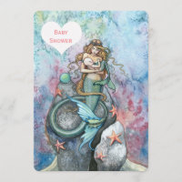 Mother and Baby Mermaid Baby Shower Invitations