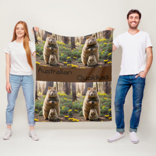 Mother And Baby Quokka, Fleece Blanket
