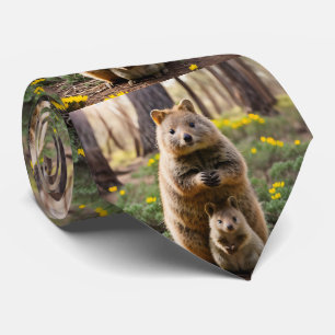 Mother And Baby Quokka, Neck Tie