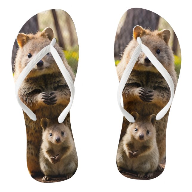 Mother And Baby Quokka, Thongs (Footbed)