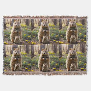 Mother And Baby Quokka, Throw Blanket