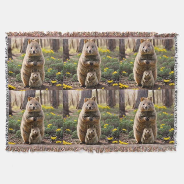 Mother And Baby Quokka, Throw Blanket (Front)