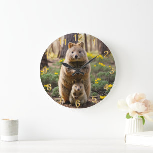 Mother And Baby Quokka, Wall Clock