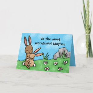 Mother and baby Rabbit Mothers day card