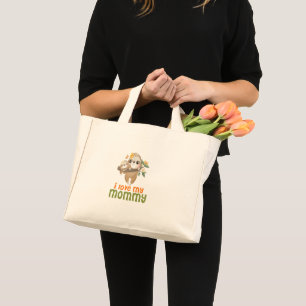 Mother and Baby Sloths Hanging on a Branch I love Mini Tote Bag