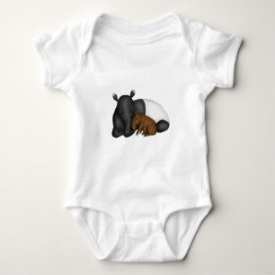 Mother and baby tapir baby one-piece bodysuit