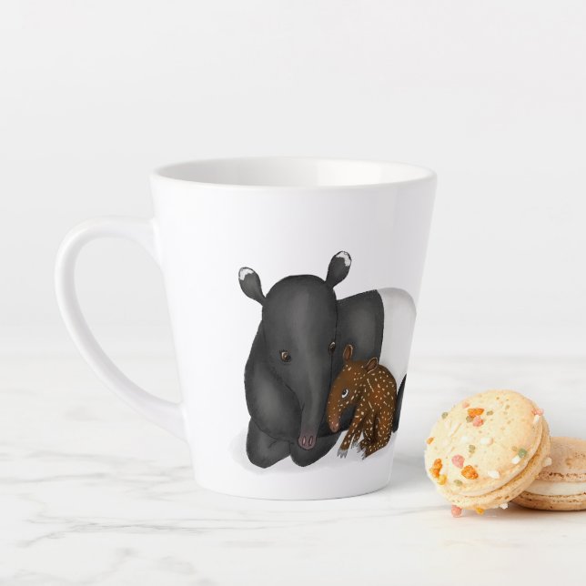 Mother and baby tapir 'Best mom ever' latte mug (In Situ)