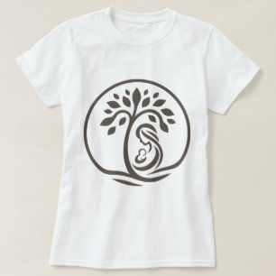 Mother and Baby Tree Khaki Silhouette Birth, Gift T-Shirt