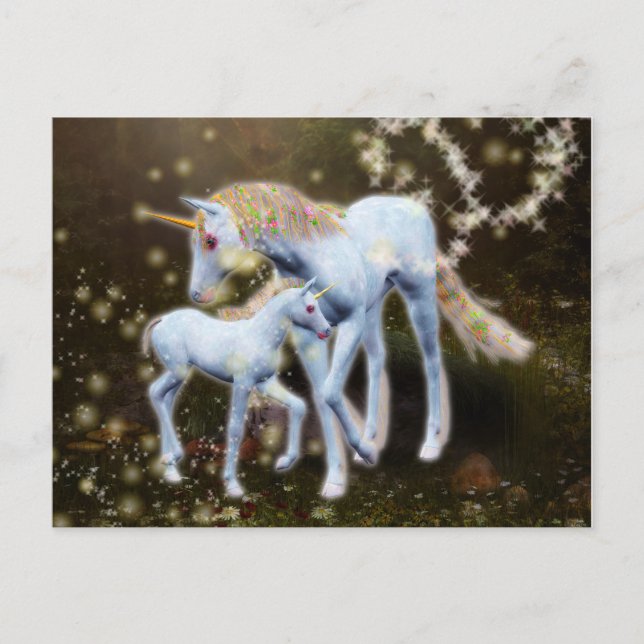 Mother and Baby Unicorn Postcard (Front)