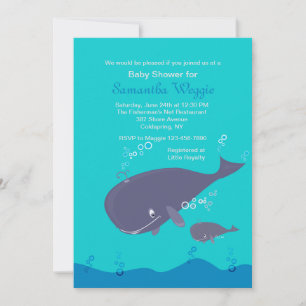Mother and Baby Whale Shower Invitation