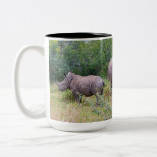 Mother and baby white rhino mug