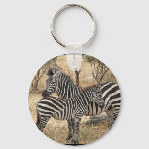 Mother and Baby Zebra Keychain