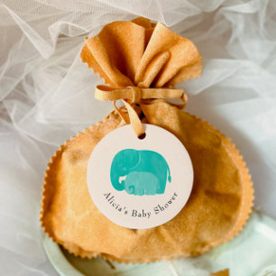 Mother and Calf Elephant Baby Shower Gift Favour Tags