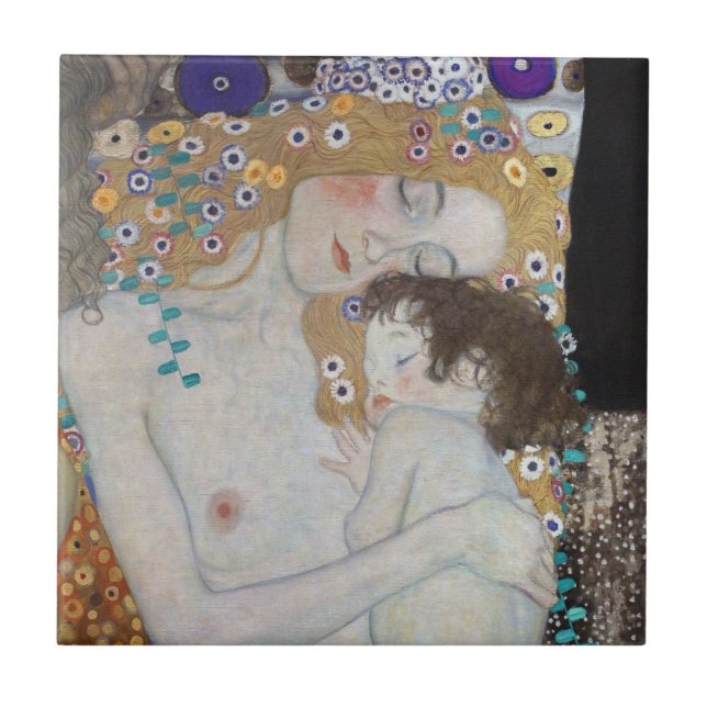 Mother and Child by Gustav Klimt Ceramic Tile (Front)