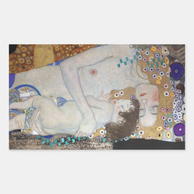 Mother and Child by Gustav Klimt Rectangular Sticker (Front)