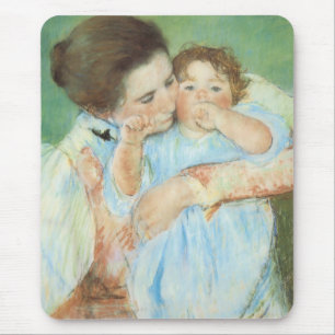 Mother and Child by Mary Cassatt, Vintage Fine Art Mouse Pad