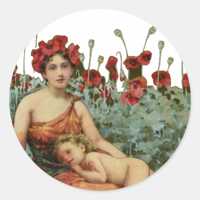 Mother and child classic round sticker (Front)