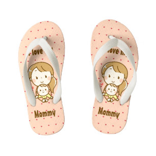 Mother and child cute kawaii cartoon kids kid's thongs
