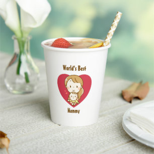 Mother and child cute kawaii cartoon mother's day paper cups