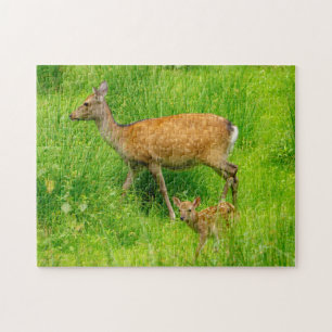 Mother and child - fallow deer with young jigsaw puzzle