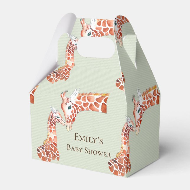 Mother and Child Giraffe Baby Shower  Favour Box (Front Side)