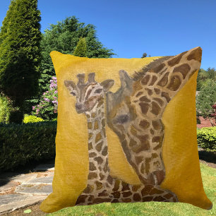 Mother and Child Giraffes Cushion